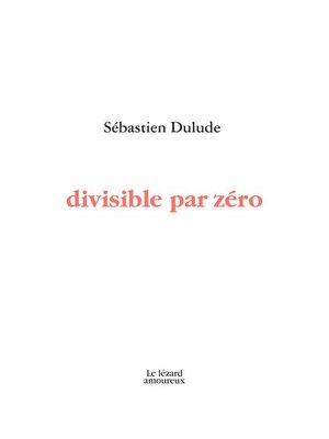 cover image of Divisible par zéro